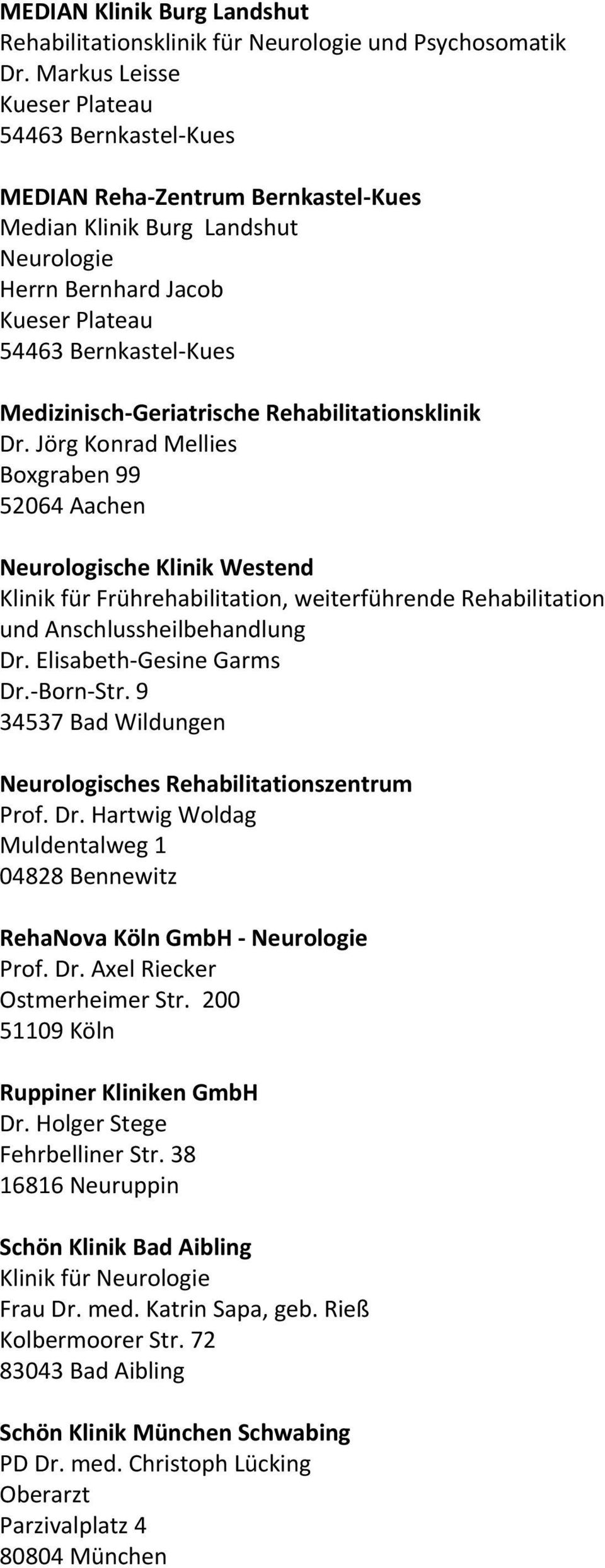 Medizinisch-Geriatrische Rehabilitationsklinik Dr.