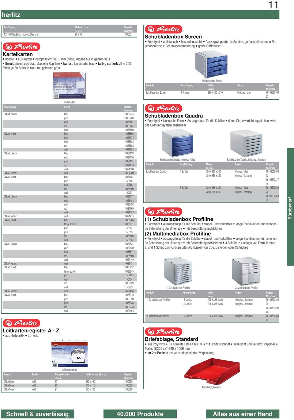 Schubladenbox Screen Schubladenbox Screen 4 Schübe Maße in mm 90 x 360 x 39 licht / 7689088 67 Karteikarten DIN A4, blanko DIN A4, liniert DIN A, blanko DIN A, DIN A, liniert DIN A6, blanko DIN A6,