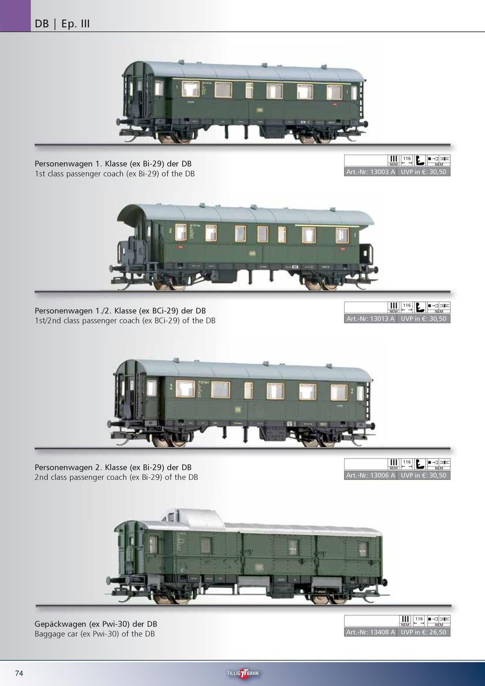Klasse (ex BCi-29) der DB 116 1st/2nd class passenger coach (ex BCi-29) of the DB Art.