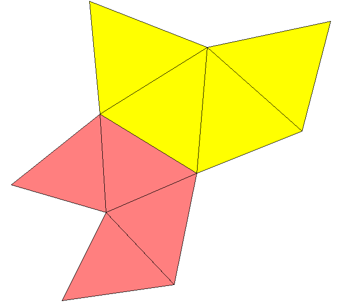 Zufallsgerät: Unten siehst du ein Netz eines Körpers, der einem Oktaeder recht ähnlich ist.
