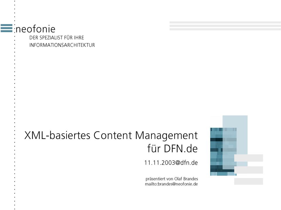 Content Management für DFN.de 11.11.2003@dfn.
