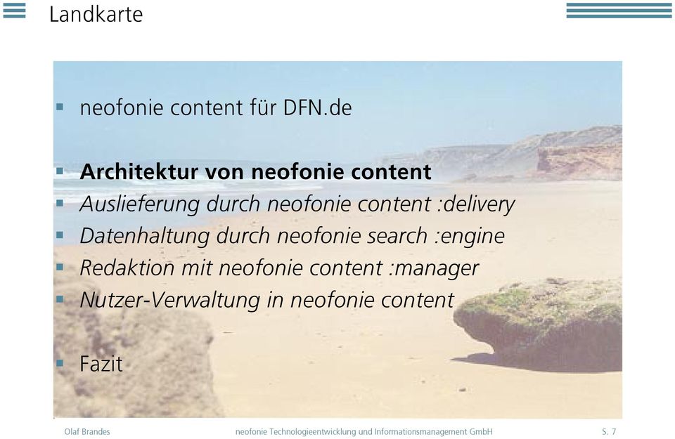 Datenhaltung durch neofonie search :engine Redaktion mit neofonie content