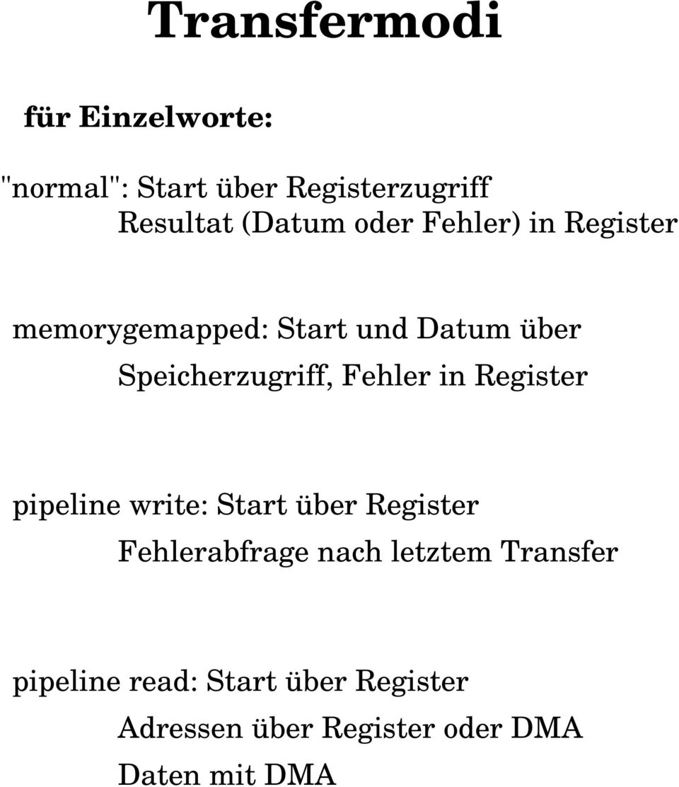 Fehler in Register pipeline write: Start über Register Fehlerabfrage nach letztem