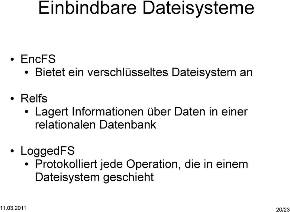 Informationen über Daten in einer relationalen