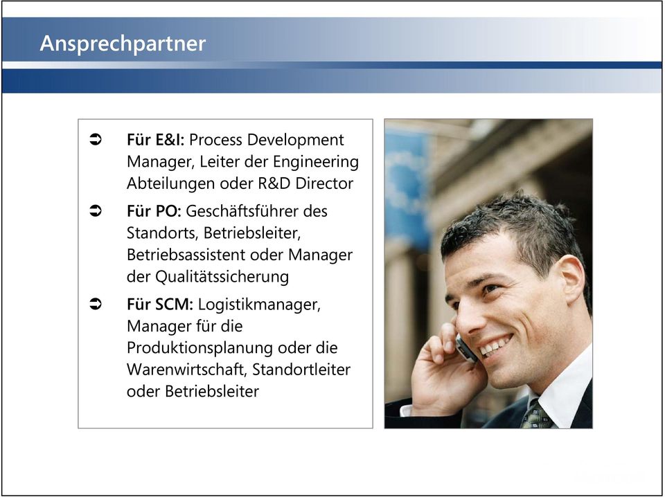 Betriebsassistent oder Manager der Qualitätssicherung Für SCM: Logistikmanager,