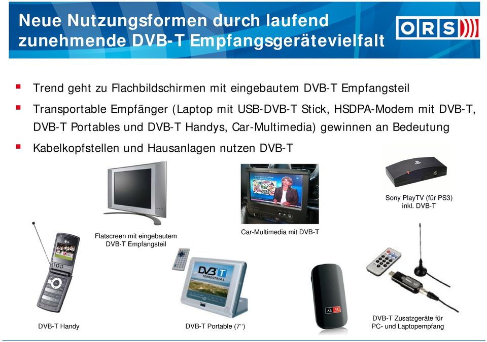 Car-Multimedia) gewinnen an Bedeutung Kabelkopfstellen und Hausanlagen nutzen DVB-T Sony PlayTV (für PS3) inkl.