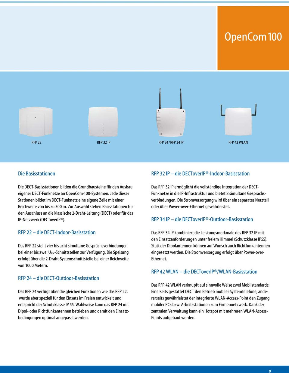 Zur Auswahl stehen Basisstationen für den Anschluss an die klassische 2-Draht-Leitung (DECT) oder für das IP-Netzwerk (DECToverIP ).