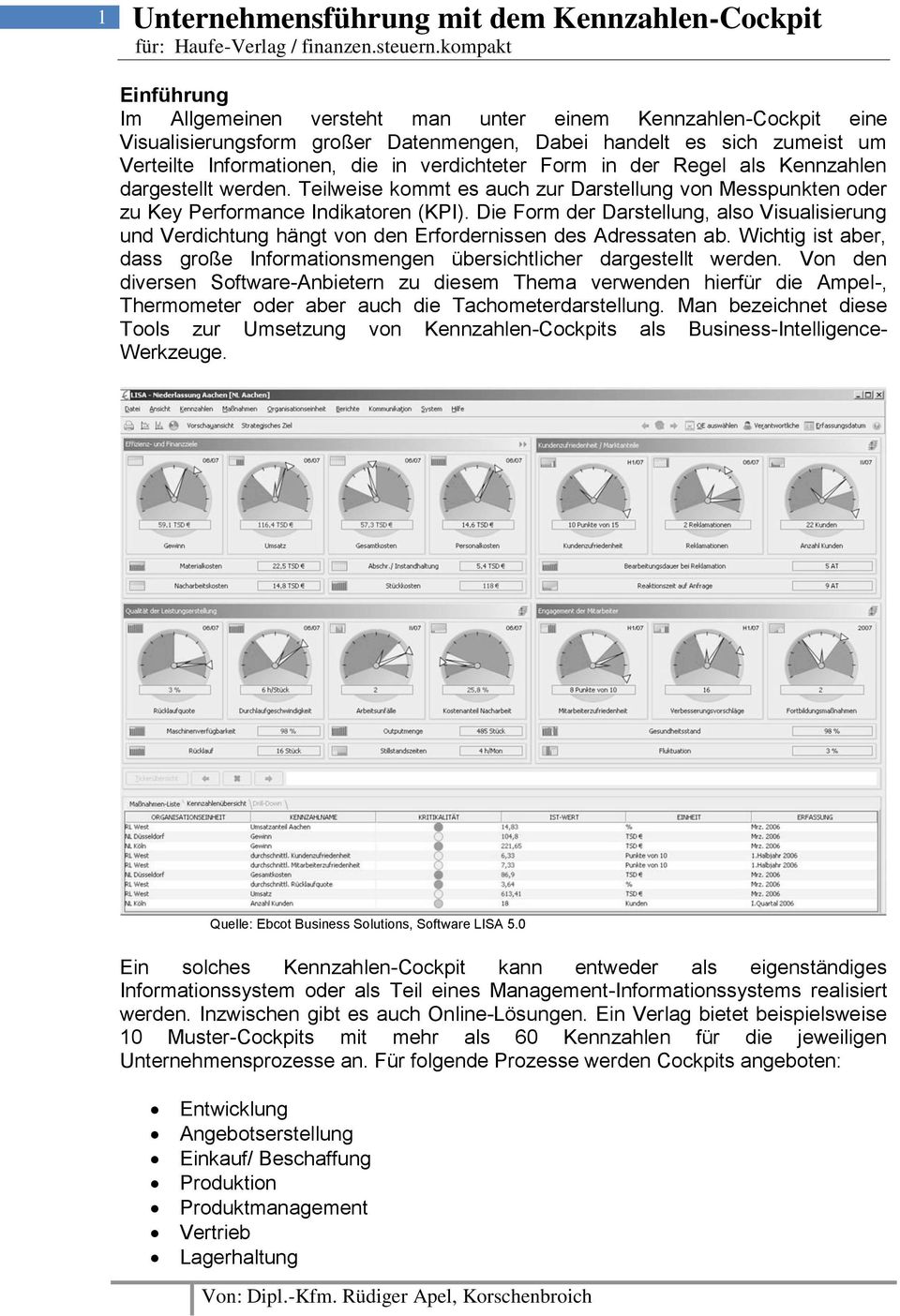 Die Form der Darstellung, also Visualisierung und Verdichtung hängt von den Erfordernissen des Adressaten ab. Wichtig ist aber, dass große Informationsmengen übersichtlicher dargestellt werden.