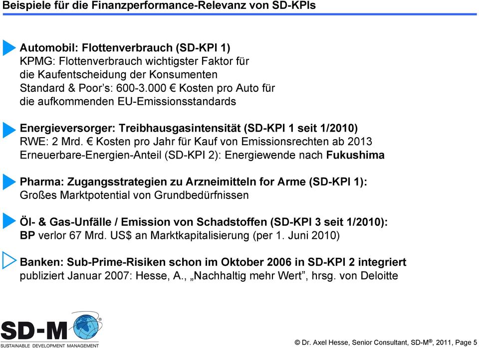 Axel Hesse (SD-M) im Auftrag von Deloitte und Bundesumweltministerium Energieversorger: Treibhausgasintensität (SD-KPI 1 seit 1/2010) RWE: 2 Mrd.