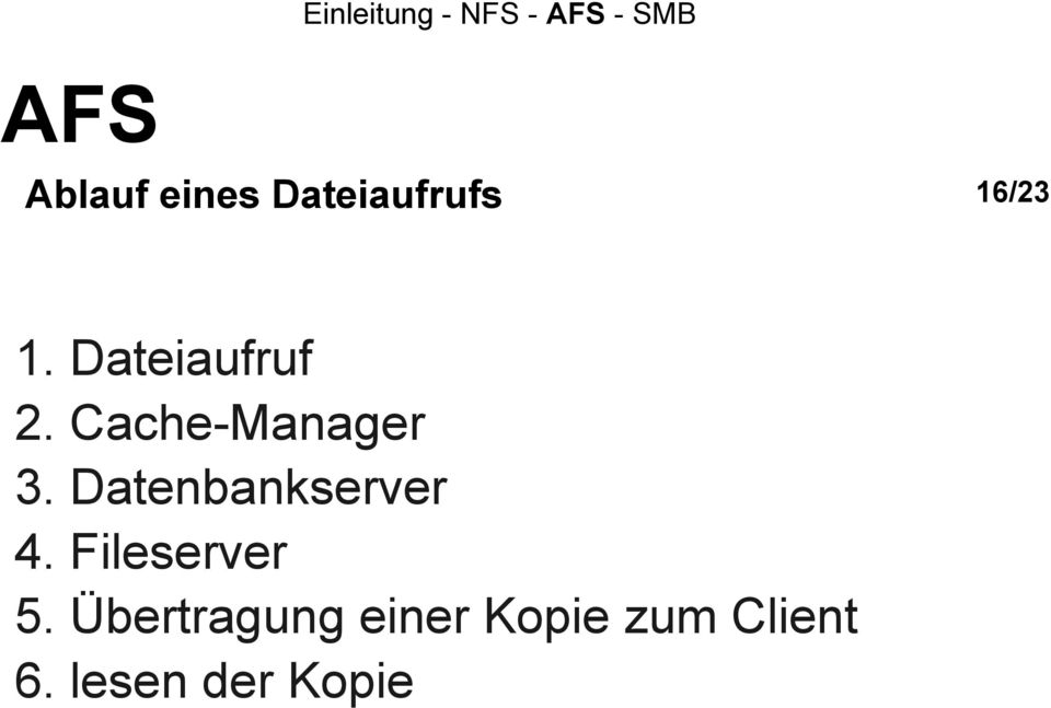 Datenbankserver 4. Fileserver 5.