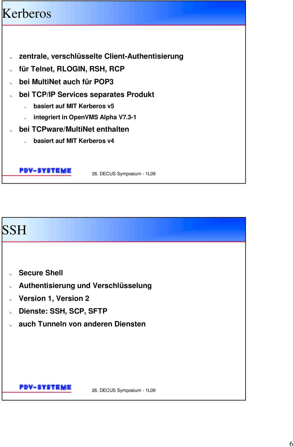integriert in OpenVMS Alpha V7.3-1! bei TCPware/MultiNet enthalten! basiert auf MIT Kerberos v4 SSH!