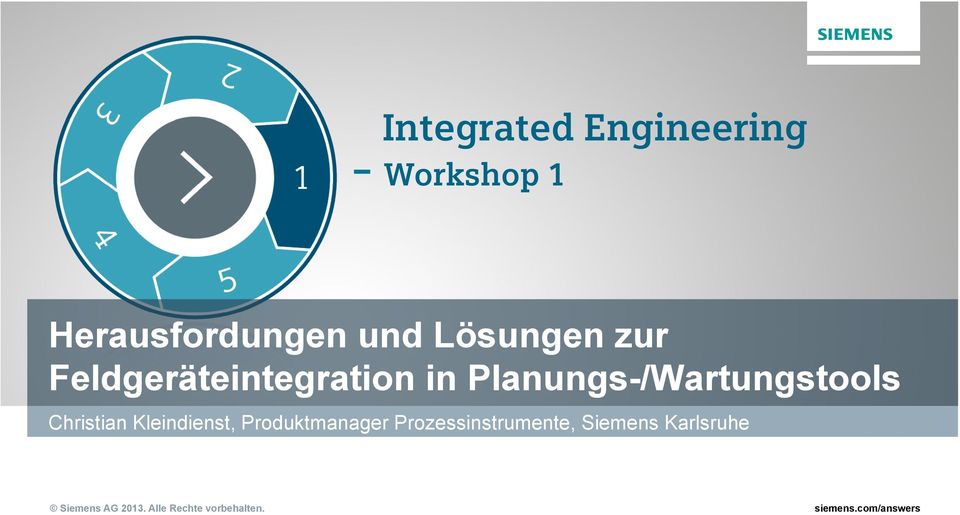 Produktmanager Prozessinstrumente, Siemens Karlsruhe Wartungstools
