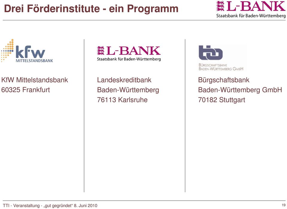 Karlsruhe Bürgschaftsbank Baden-Württemberg GmbH 70182