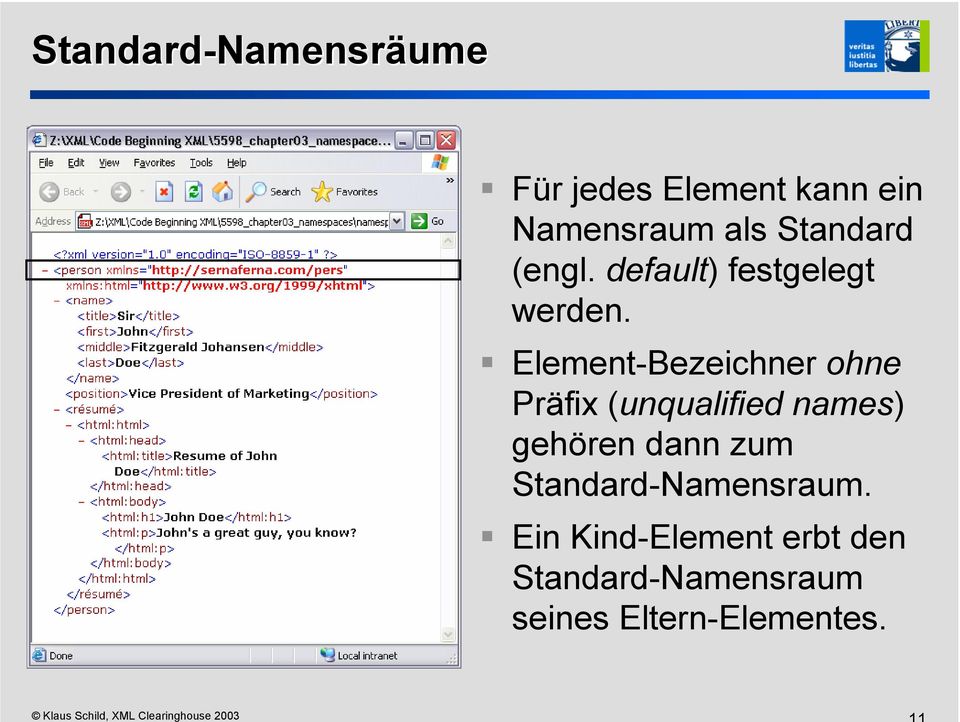 Element-Bezeichner ohne Präfix (unqualified names) gehören dann