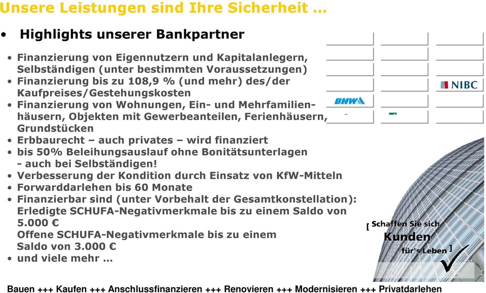 privates wird finanziert bis 50% Beleihungsauslauf ohne Bonitätsunterlagen - auch bei Selbständigen!