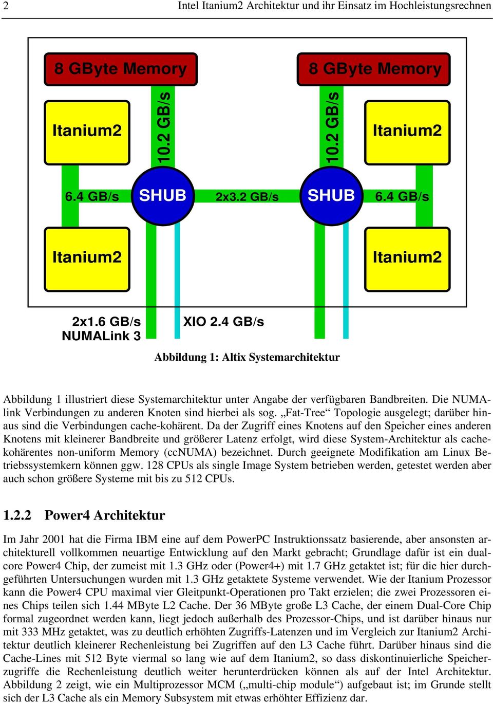 Die NUMAlink Verbindungen zu anderen Knoten sind hierbei als sog. Fat-Tree Topologie ausgelegt; darüber hinaus sind die Verbindungen cache-kohärent.