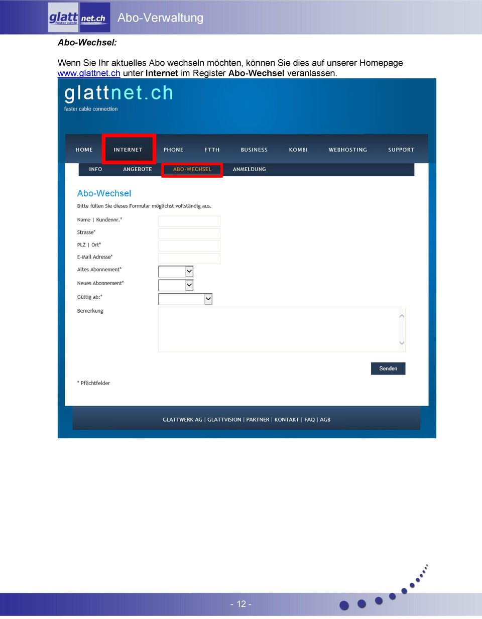 dies auf unserer Homepage www.glattnet.
