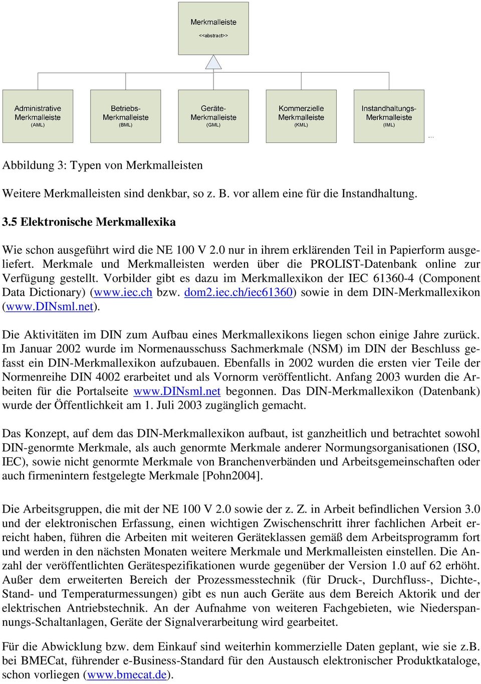 Vorbilder gibt es dazu im Merkmallexikon der IEC 61360-4 (Component Data Dictionary) (www.iec.ch bzw. dom2.iec.ch/iec61360) sowie in dem DIN-Merkmallexikon (www.dinsml.net).