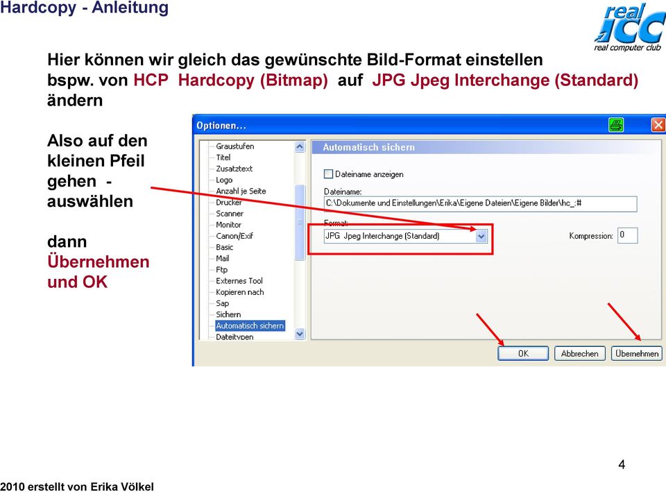 von HCP Hardcopy (Bitmap) auf JPG Jpeg Interchange