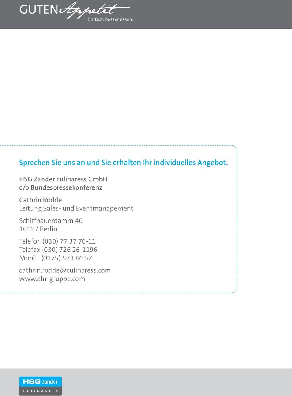 Sales- und Eventmanagement Schiffbauerdamm 40 10117 Berlin Telefon (030) 77 37