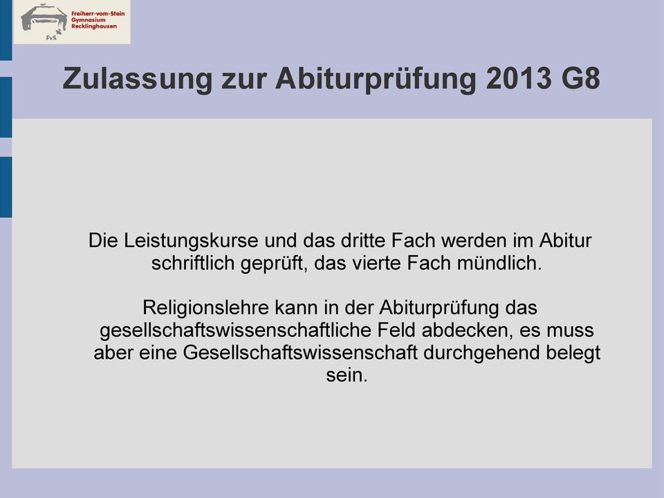 Religionslehre kann in der Abiturprüfung das