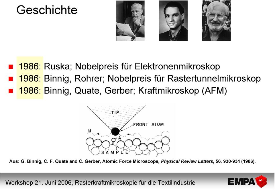 Quate, Gerber; Kraftmikroskop (AFM) Aus: G. Binnig, C. F. Quate and C.