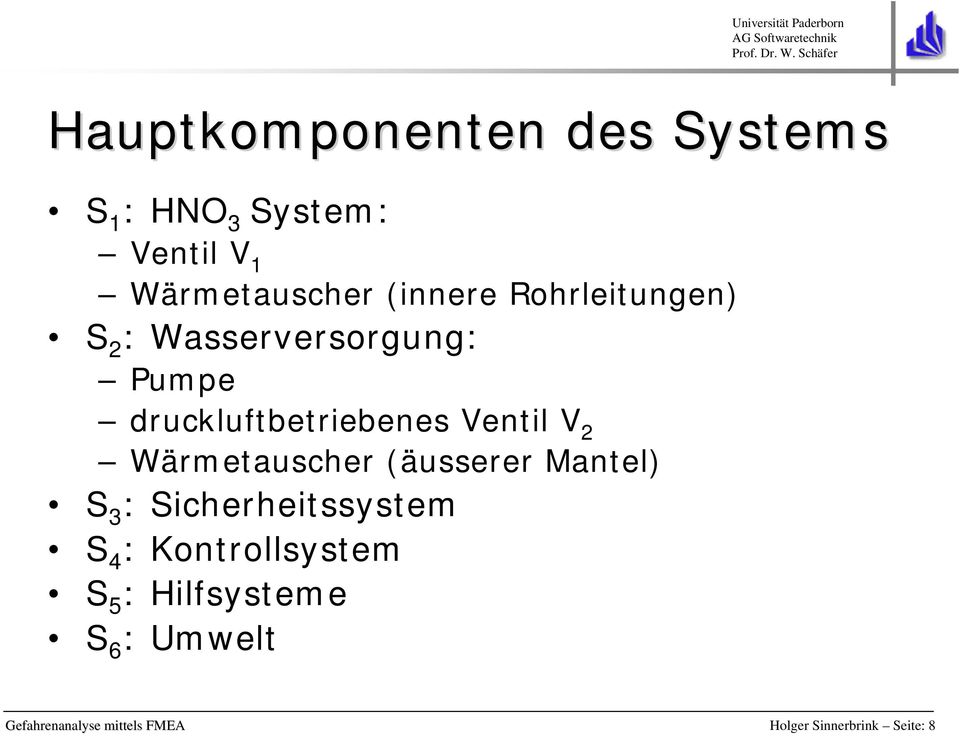 V 2 Wärmetauscher (äusserer Mantel) S 3 : Sicherheitssystem S 4 : Kontrollsystem