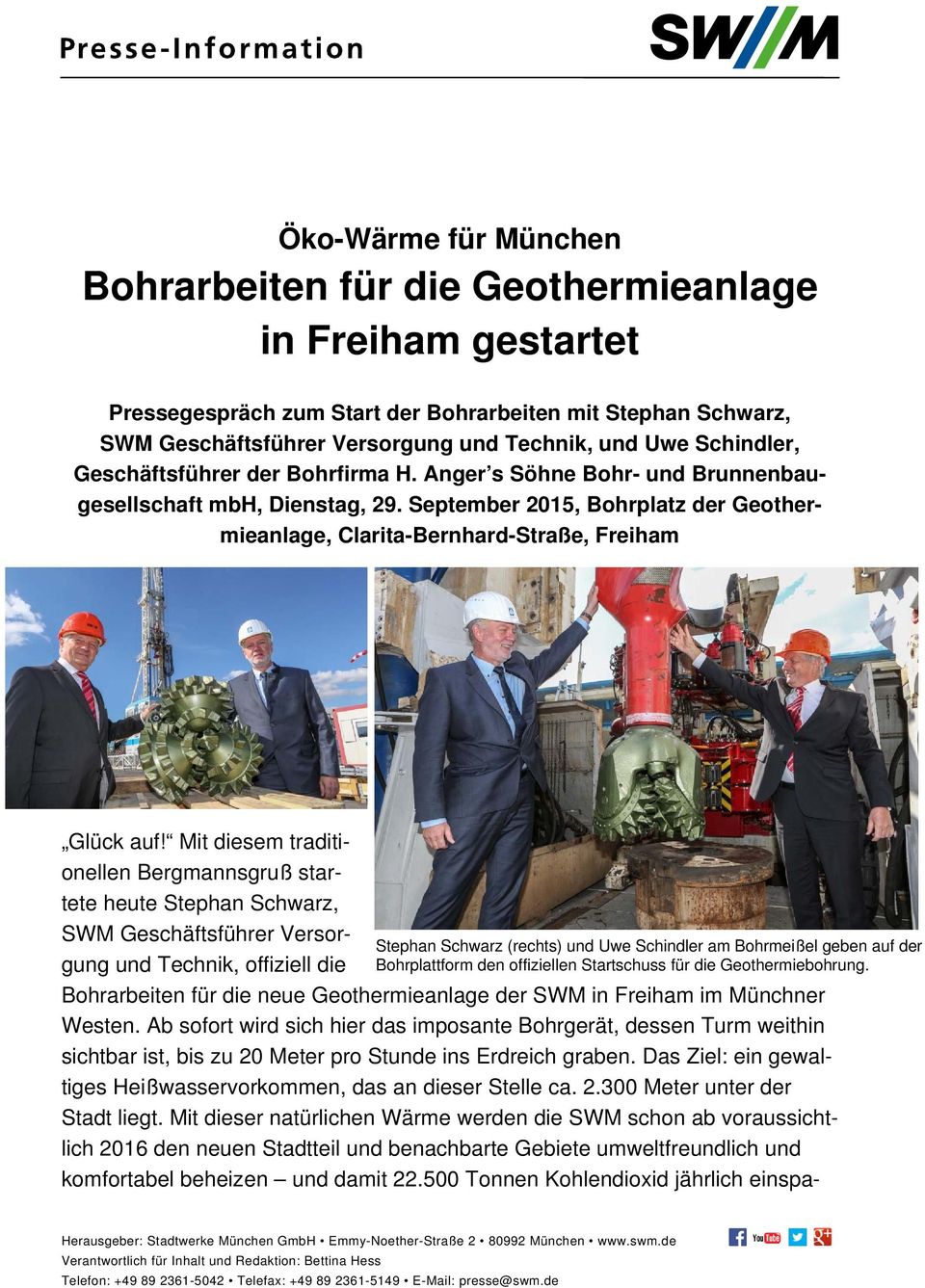 September 2015, Bohrplatz der Geothermieanlage, Clarita-Bernhard-Straße, Freiham Glück auf!