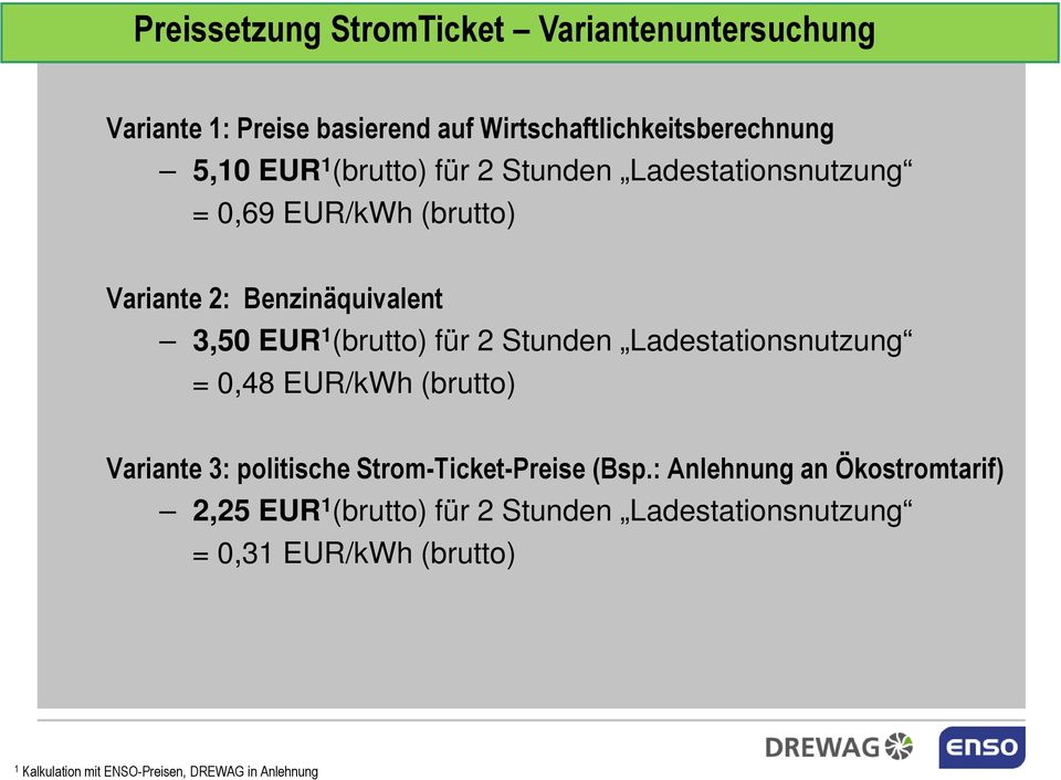 Stunden Ladestationsnutzung = 0,48 EUR/kWh (brutto) Variante 3: politische Strom-Ticket-Preise (Bsp.