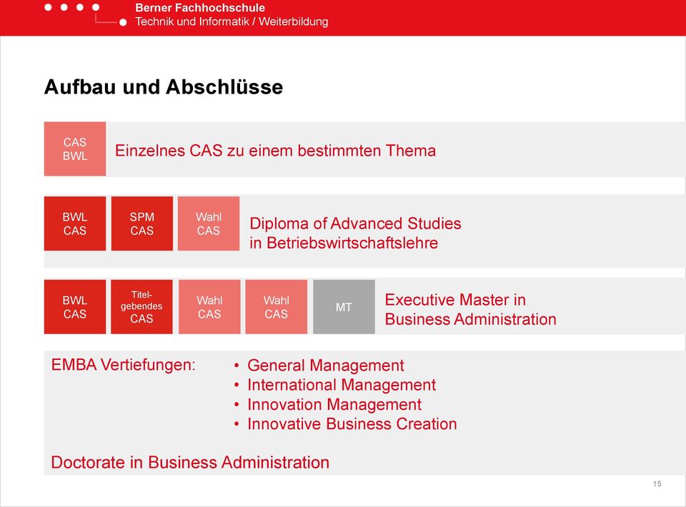 CAS MT Executive Master in Business Administration EMBA Vertiefungen: General Management