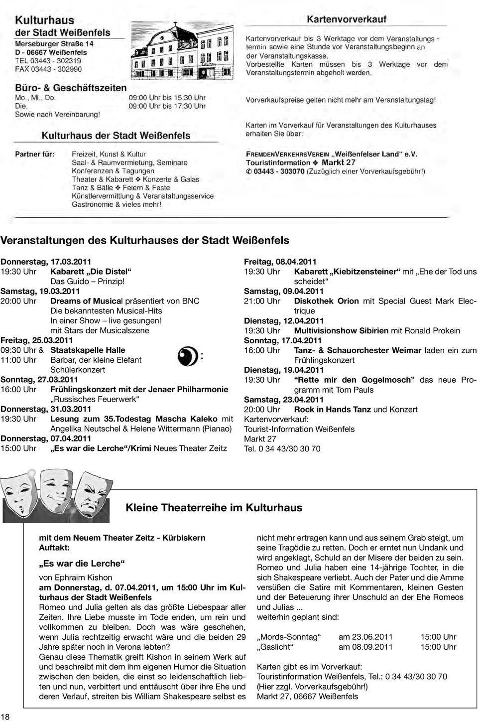 03.2011 19:30 Uhr Lesung zum 35.Todestag Mascha Kaleko mit Angelika Neutschel & Helene Wittermann (Pianao) Donnerstag, 07.04.