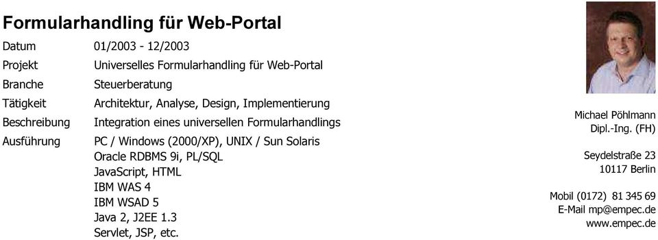 Formularhandling für Web-Portal Integration