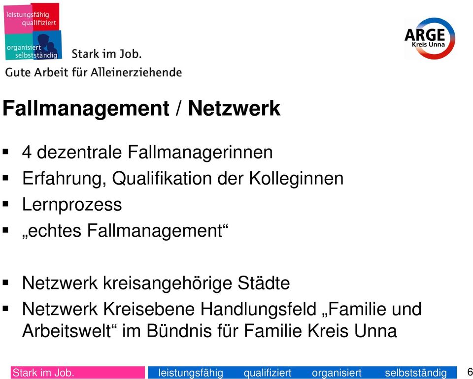 Städte Netzwerk Kreisebene Handlungsfeld Familie und Arbeitswelt im Bündnis für