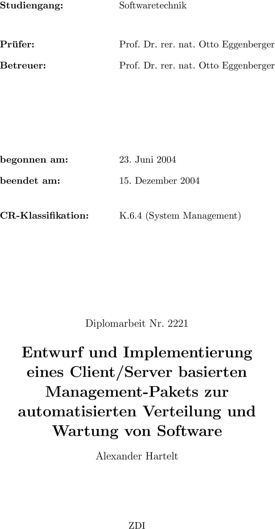 4 (System Management) Diplomarbeit Nr.