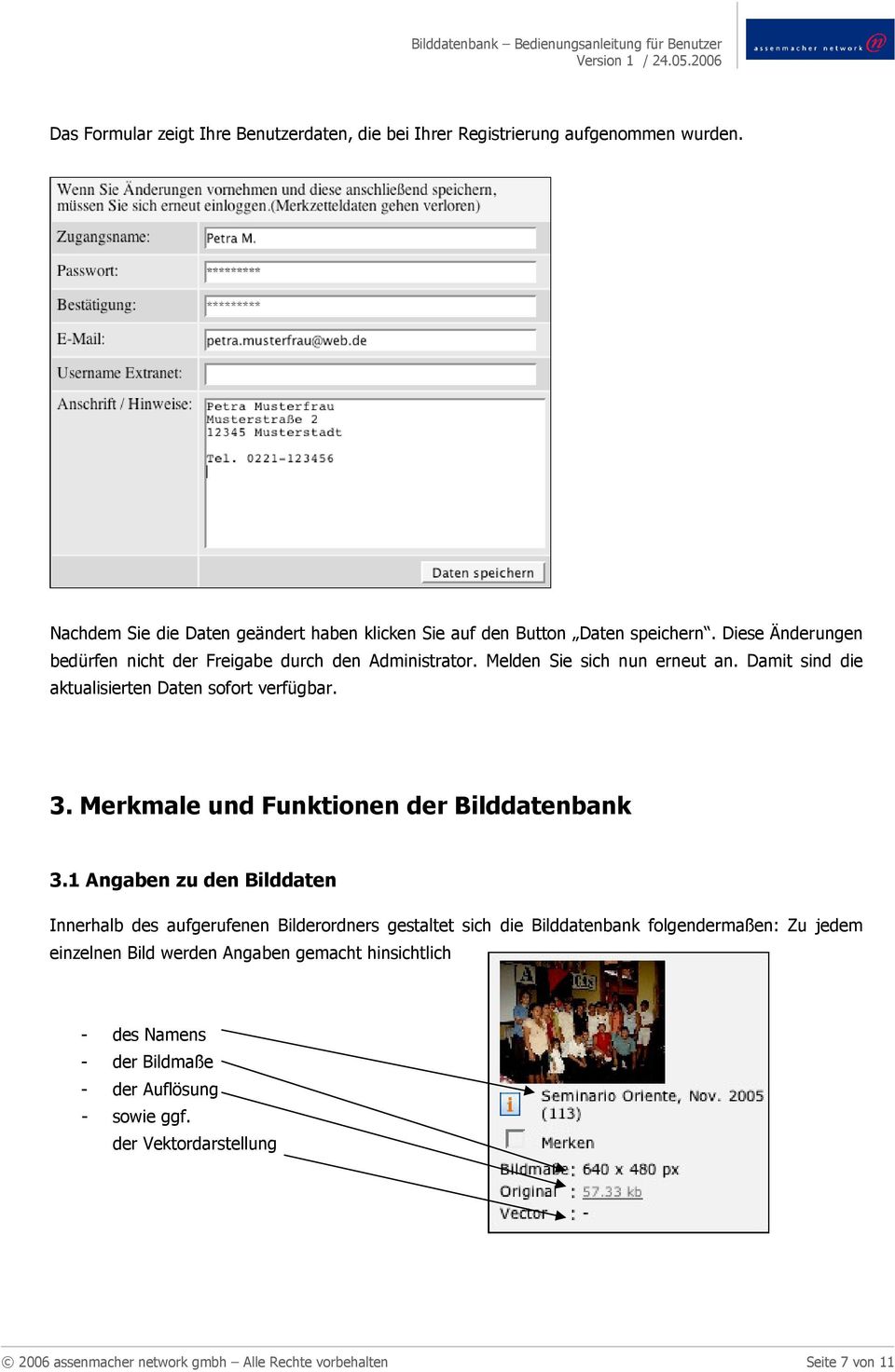 Merkmale und Funktionen der Bilddatenbank 3.