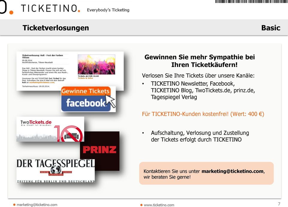 TwoTickets.de, prinz.de, Tagespiegel Verlag Für TICKETINO-Kunden kostenfrei!