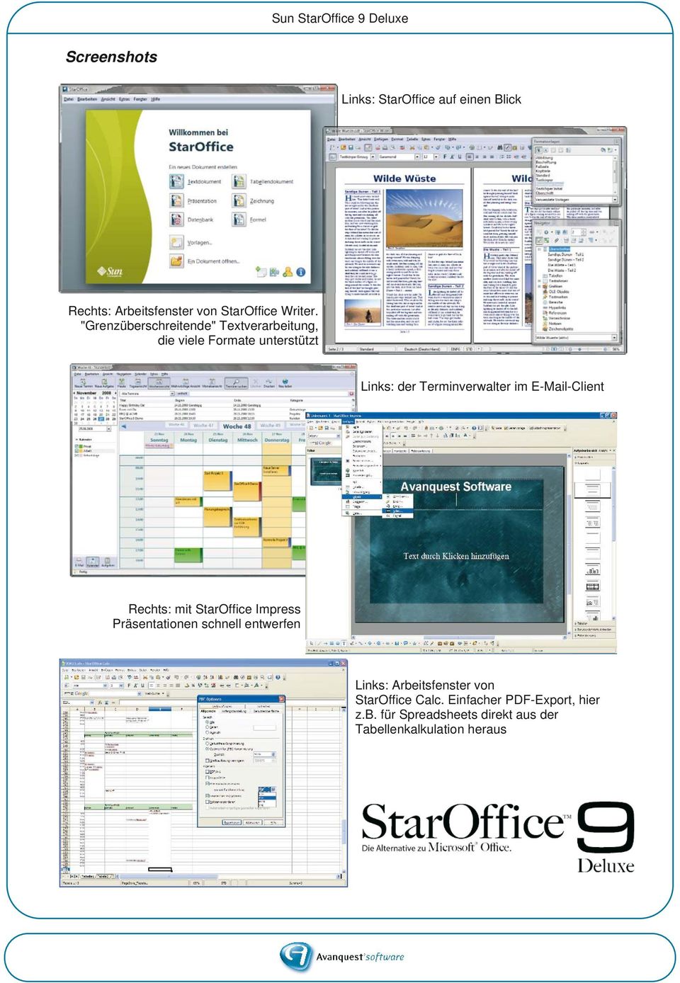 E-Mail-Client Rechts: mit StarOffice Impress Präsentationen schnell entwerfen Links: Arbeitsfenster