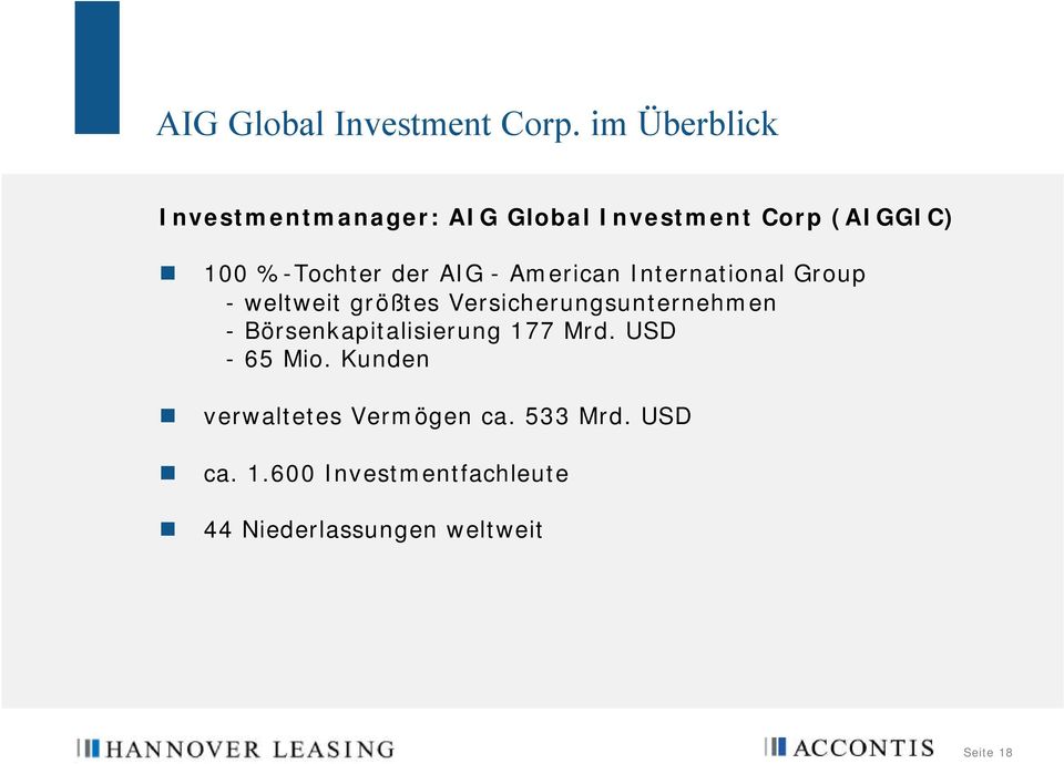 AIG - American International Group - weltweit größtes Versicherungsunternehmen -