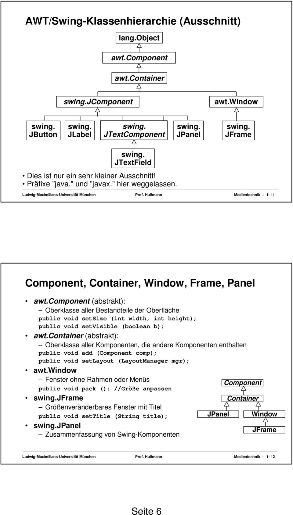 Hußmann Medientechnik 1-11 Component, Container, Window, Frame, Panel awt.