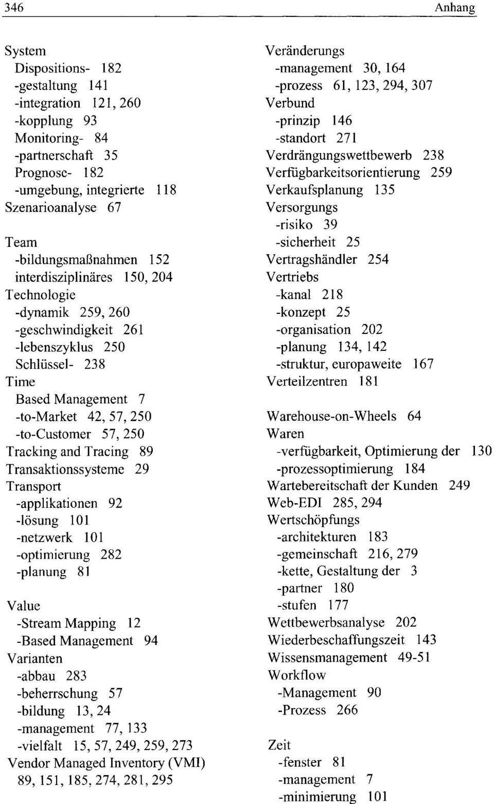 57,250 Tracking and Tracing 89 Transaktionssysteme 29 Transport -applikationen 92 -losung 101 -netzwerk 101 -optimierung 282 -planung 81 Value -Stream Mapping 12 -Based Management 94 Varianten -abbau