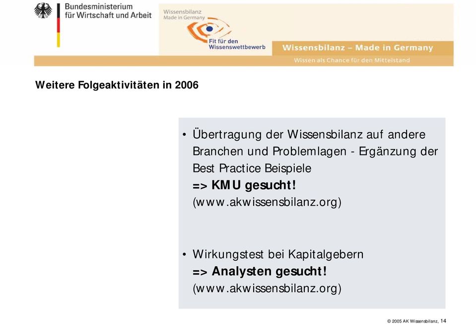 Beispiele => KMU gesucht! (www.akwissensbilanz.