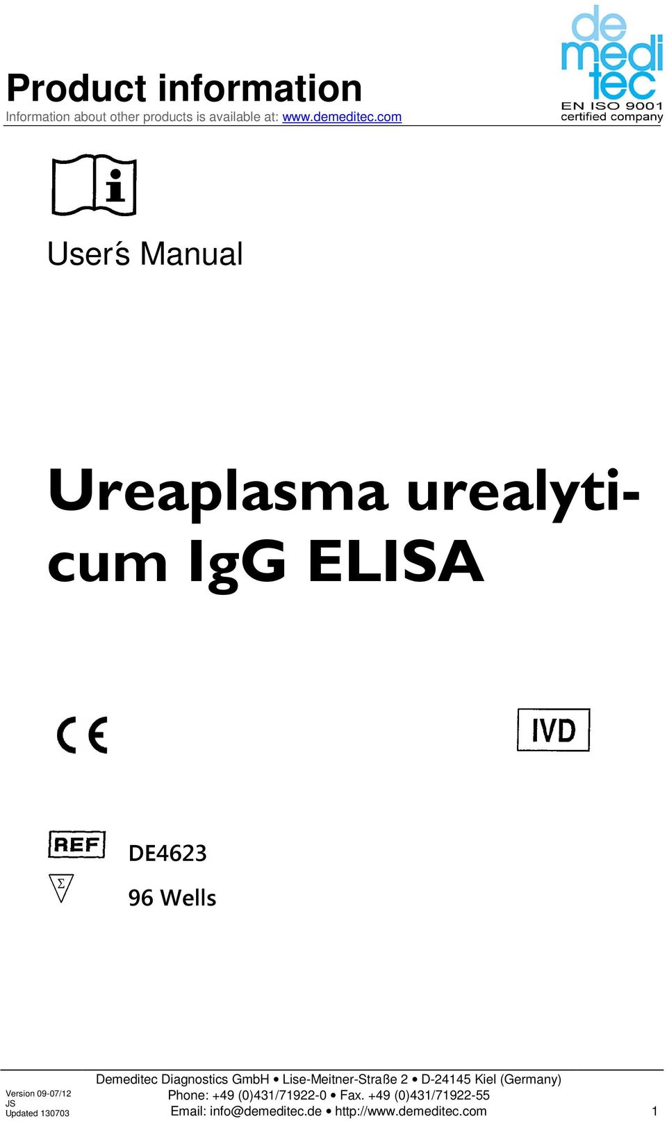 com Userś Manual Ureaplasma urealyticum IgG ELISA