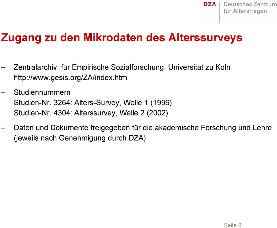 3264: Alters-Survey, Welle 1 (1996) Studien-Nr.
