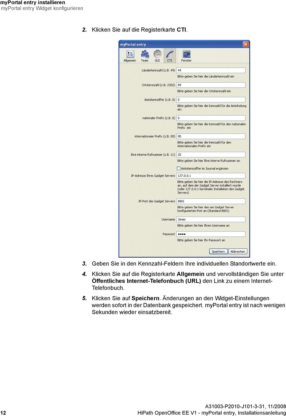 Klicken Sie auf die Registerkarte Allgemein und vervollständigen Sie unter Öffentliches Internet-Telefonbuch (URL) den Link zu einem