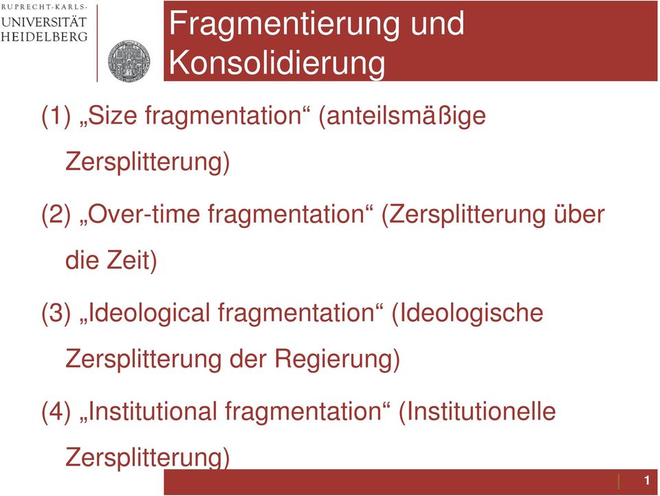 Zeit) (3) Ideological fragmentation (Ideologische Zersplitterung der