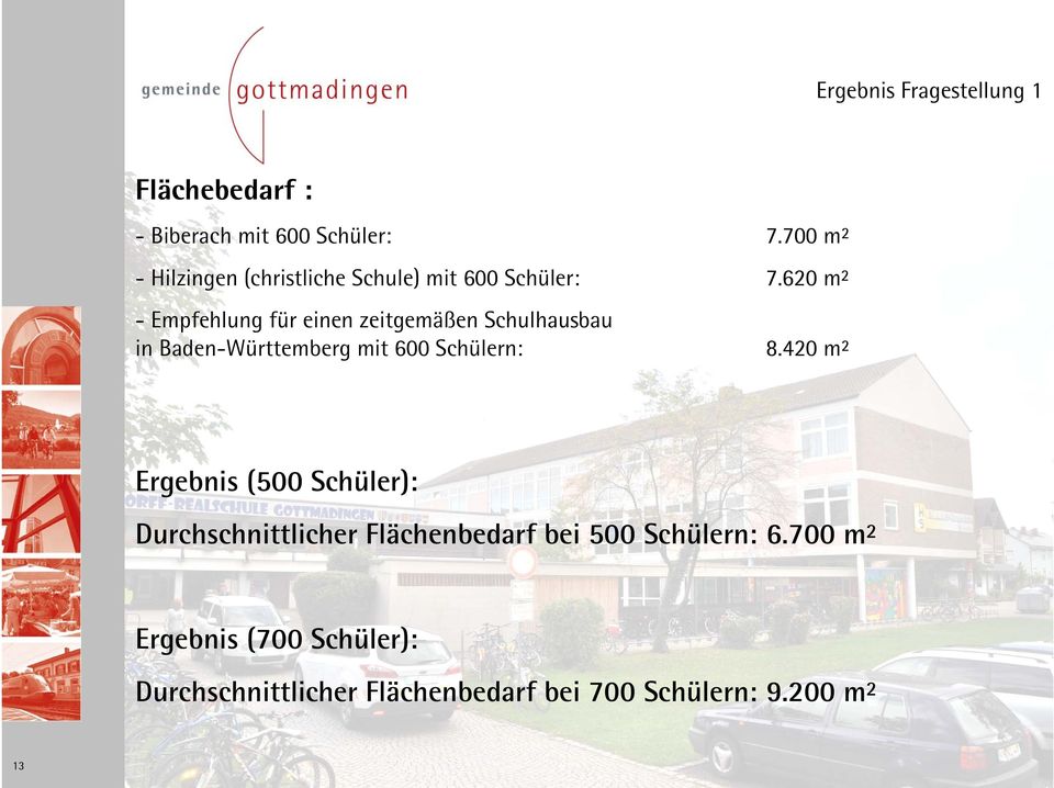 620 m2 - Empfehlung für einen zeitgemäßen Schulhausbau in Baden-Württemberg mit 600 Schülern: 8.
