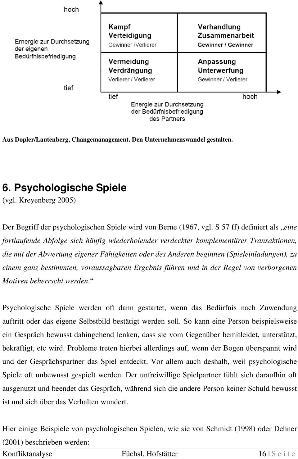 (Spieleinladungen), zu einem ganz bestimmten, voraussagbaren Ergebnis führen und in der Regel von verborgenen Motiven beherrscht werden.