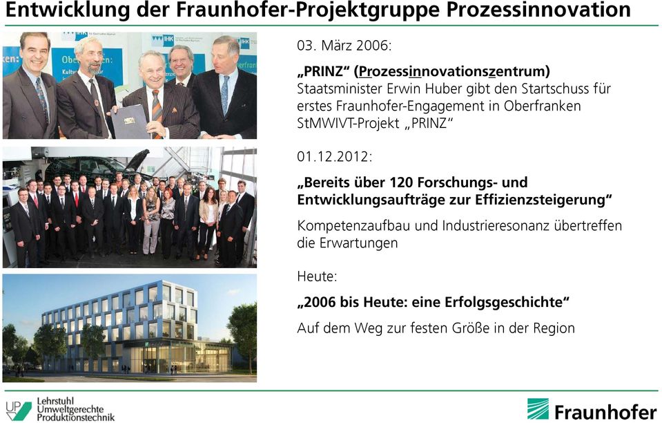 Fraunhofer-Engagement in Oberfranken StMWIVT-Projekt PRINZ 01.12.