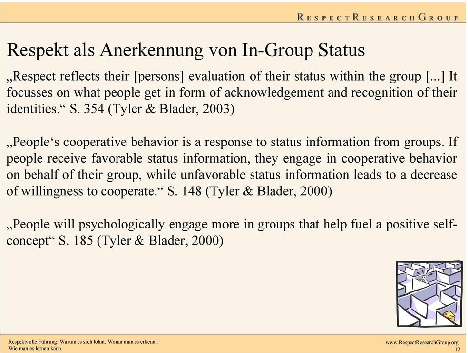 354 (Tyler & Blader, 2003) People s cooperative behavior is a response to status information from groups.
