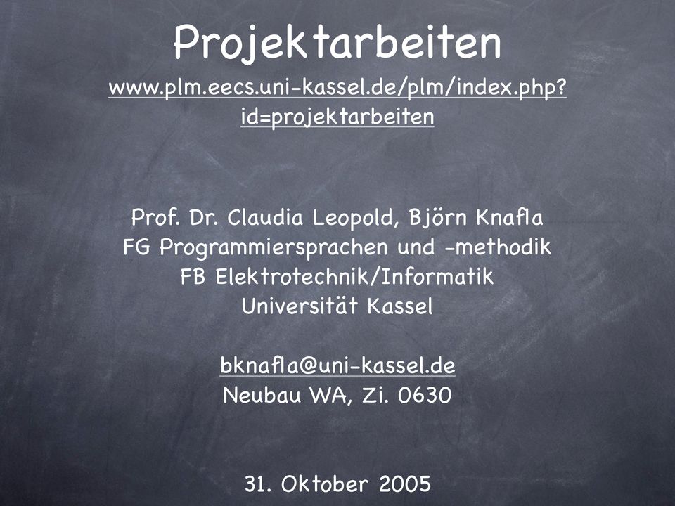 Claudia Leopold, Björn Knafla FG Programmiersprachen und
